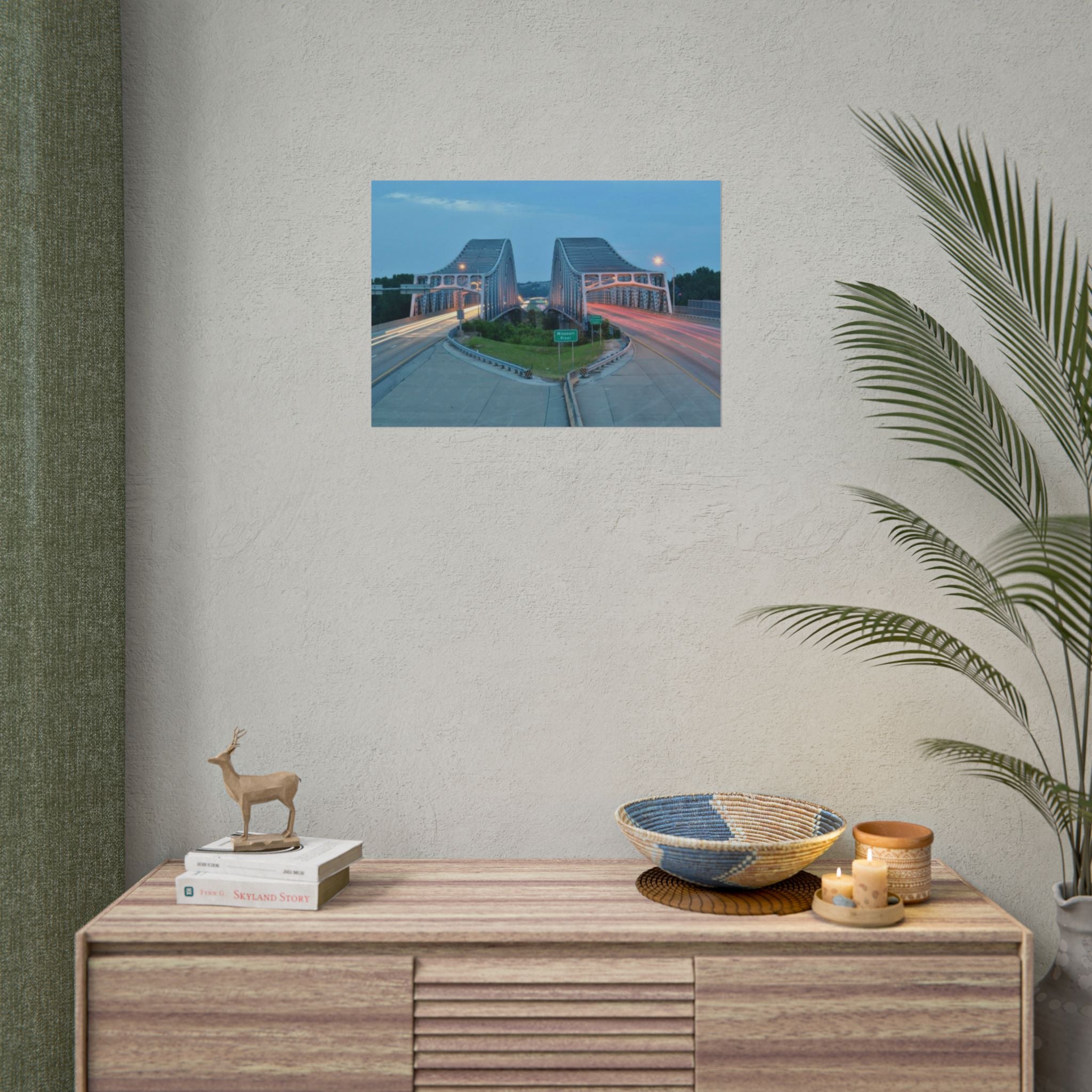 Twilight Bridge Rolled Poster — Long-Exposure Cityscape Wall Art