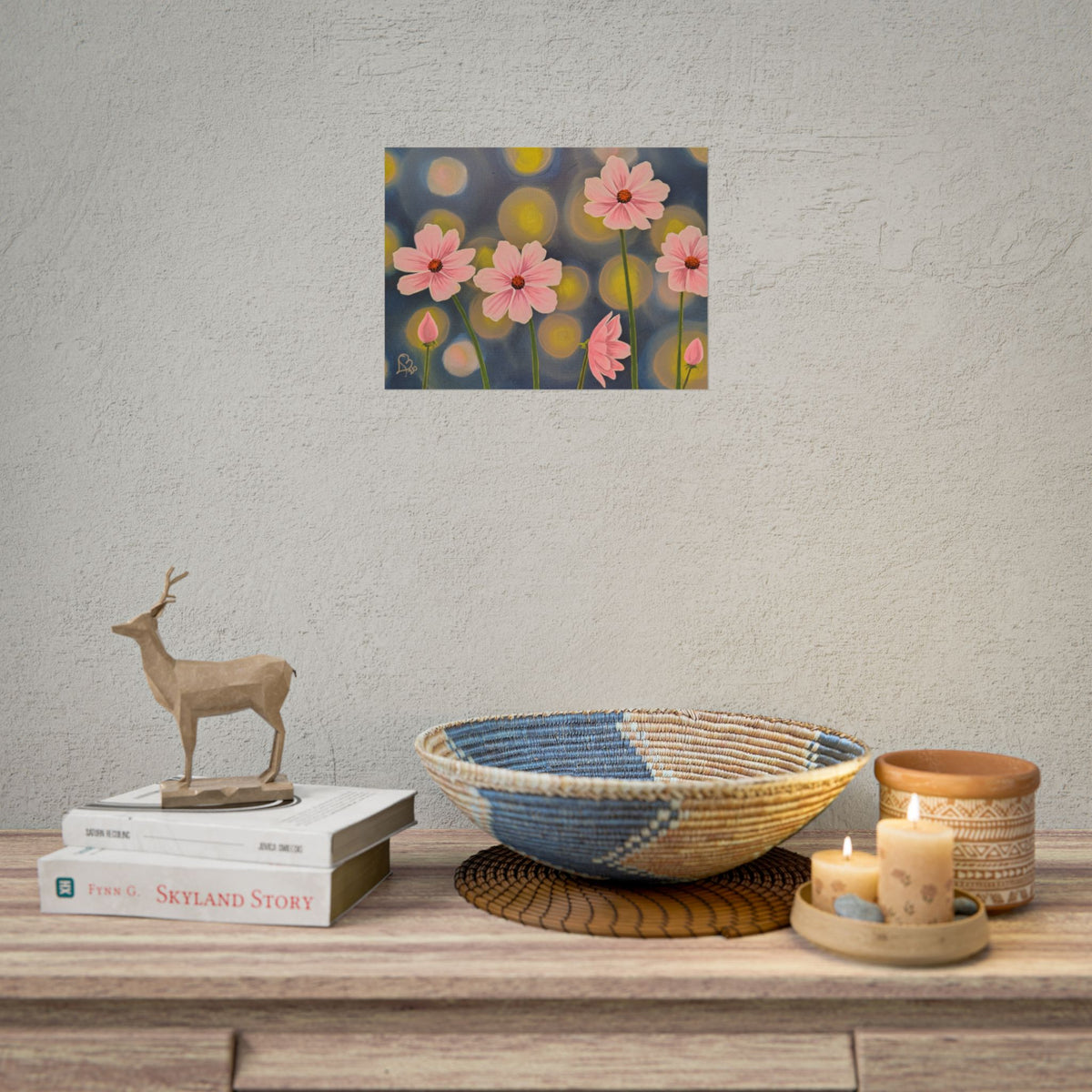 Backlit Flowers Poster — Rolled Wall Art with Bokeh Lights