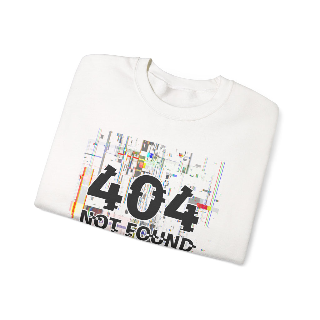 404 Not Found Crewneck Sweatshirt — Glitch Tech Graphic Pullover