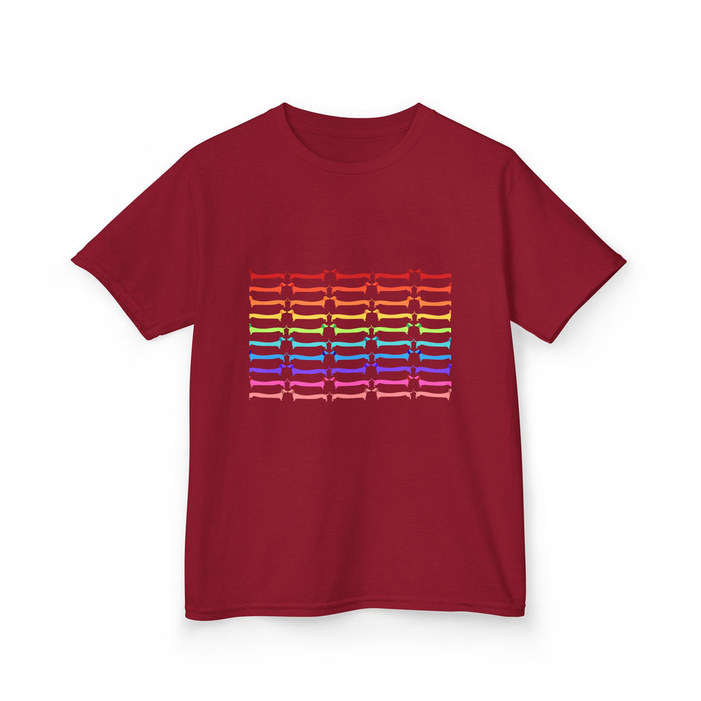 Youth Rainbow Dachshund Pattern Cute Dog Graphic Tee