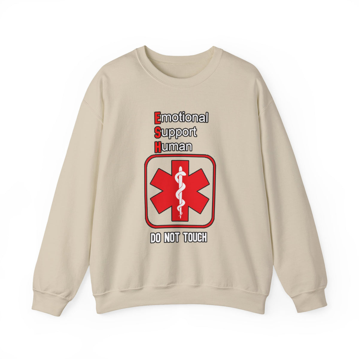Emotional Support Human Sweatshirt – Medical Symbol “Do Not Touch” Crewneck