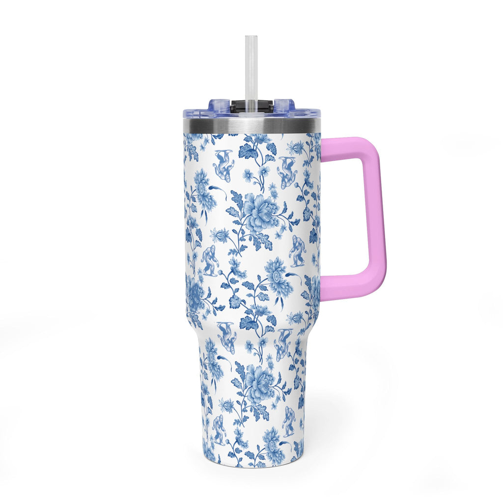 40oz Bigfoot Floral Vacuum Tumbler – Insulated Travel Mug with Straw