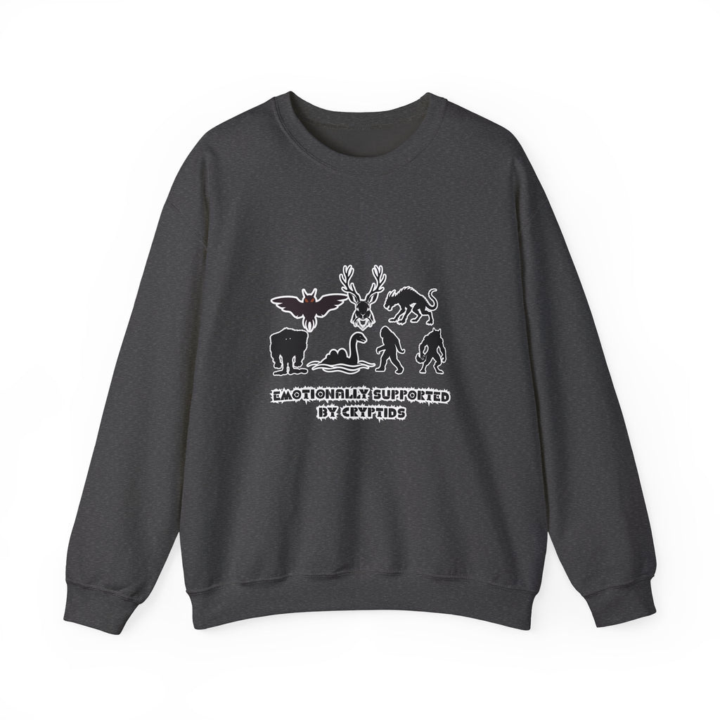 Crewneck Sweatshirt — "Emotionally Supported by Cryptids" Graphic