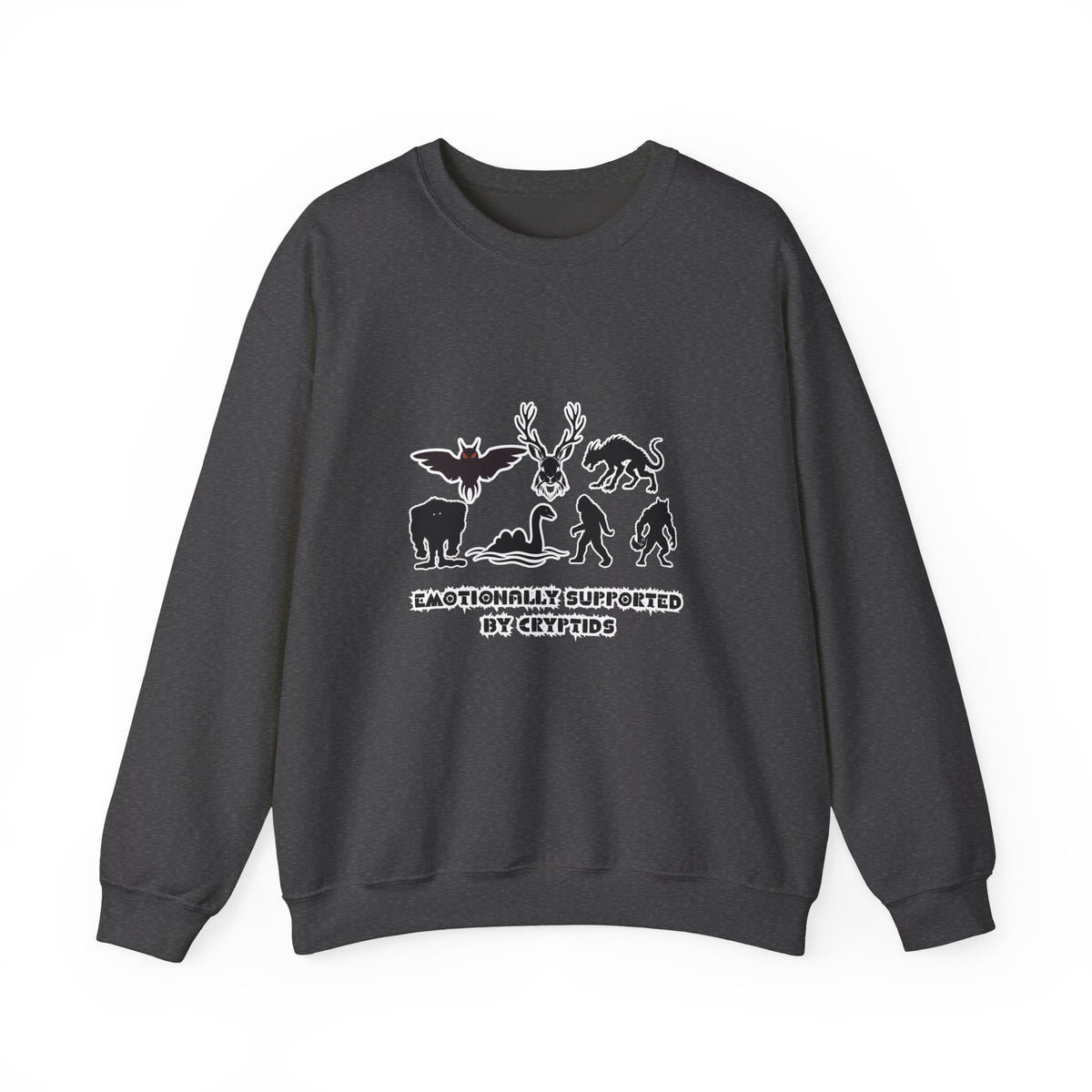 Crewneck Sweatshirt — "Emotionally Supported by Cryptids" Graphic