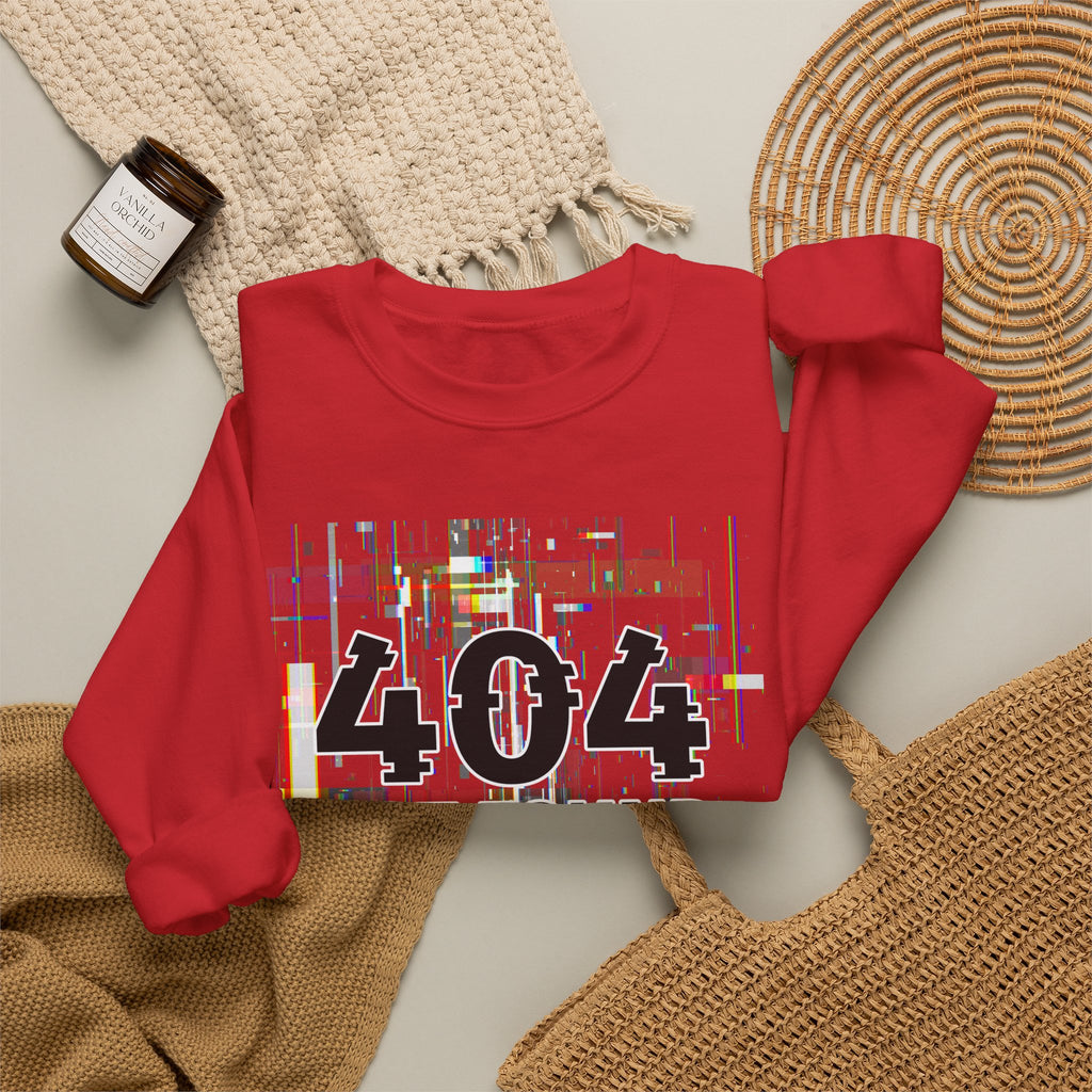 404 Not Found Crewneck Sweatshirt — Glitch Tech Graphic Pullover