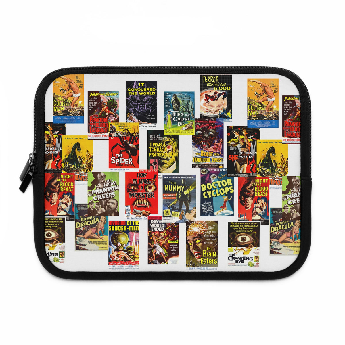 B-Movies Poster Laptop Sleeve — Vintage Monster Movie Collage Sleeve