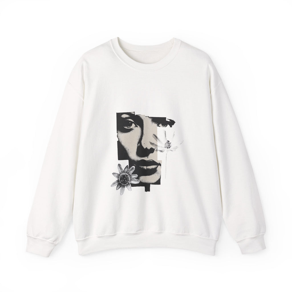 Collage Sweatshirt — Monochrome Floral Portrait Crewneck