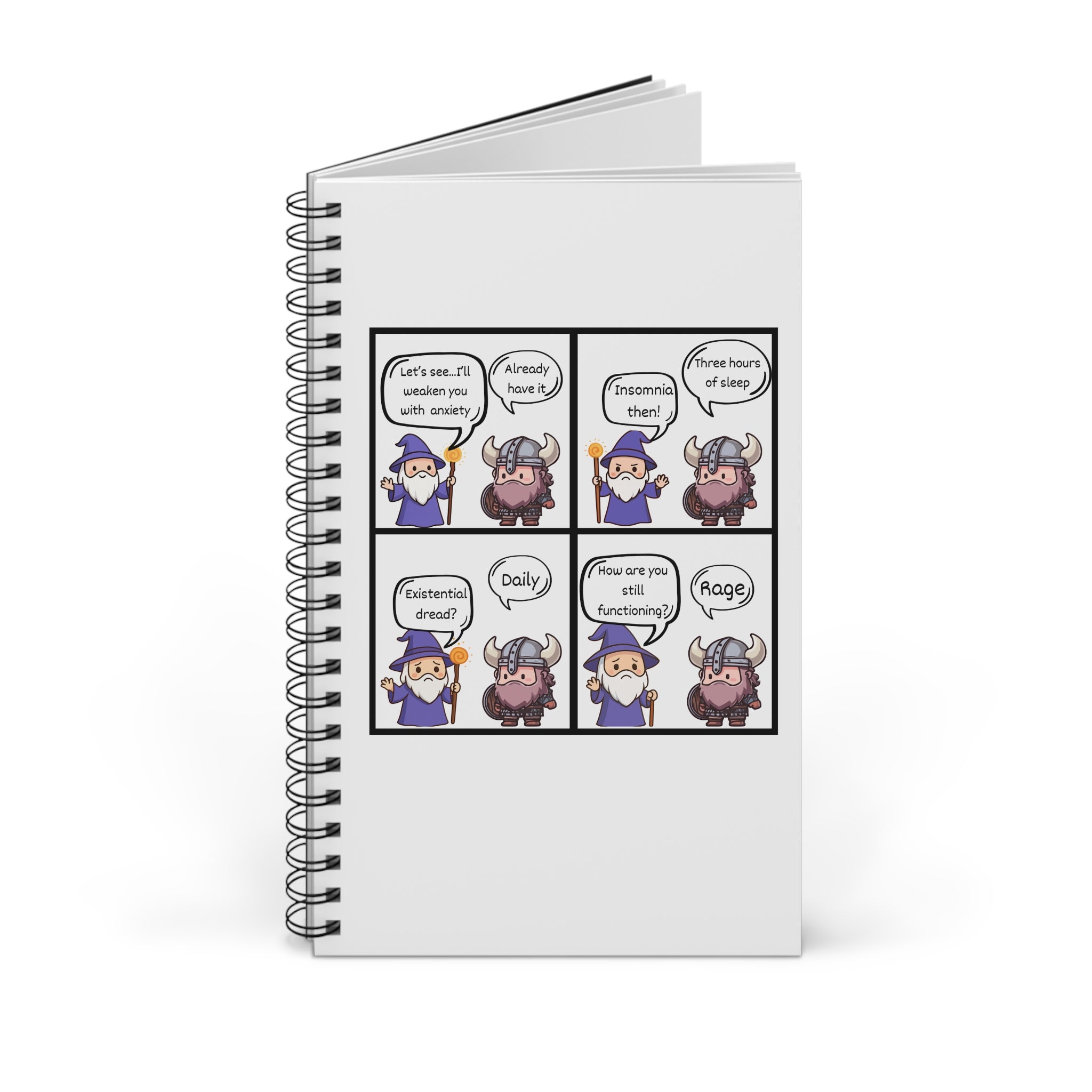 Cute Comic Spiral Journal – D&D Themed Notebook