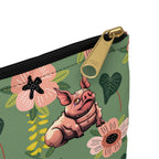 Floral Squonk Accessory Pouch — Cute Cryptid Makeup & Travel Zipper Bag