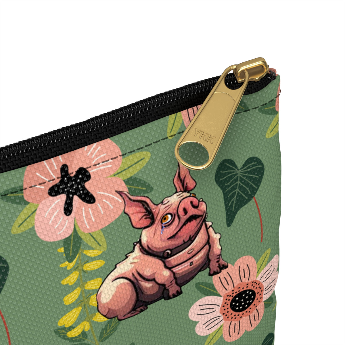 Floral Squonk Accessory Pouch — Cute Cryptid Makeup & Travel Zipper Bag