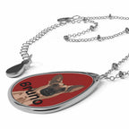 Custom Pet Portrait Oval Necklace – Personalized Dog Name Pendant