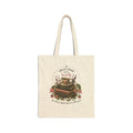 Tote Bag — 'True Crime & Tea' Vintage Bookstack Canvas Tote for Book Lovers