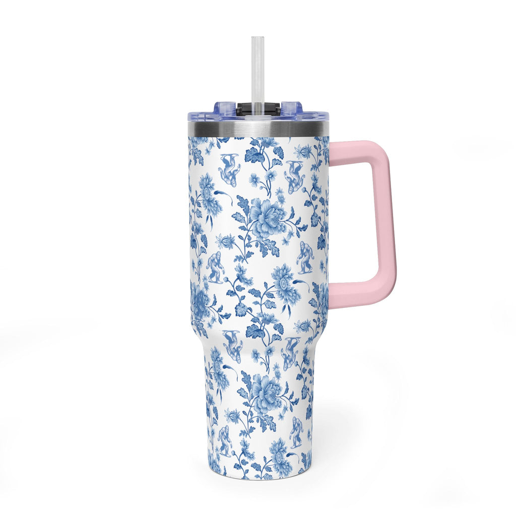 40oz Bigfoot Floral Vacuum Tumbler – Insulated Travel Mug with Straw