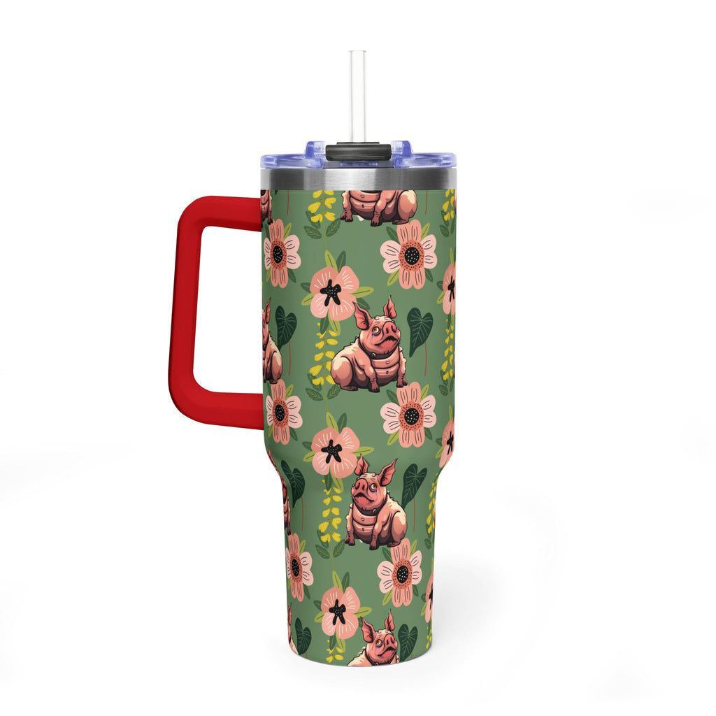 40oz Floral Squonk Tumbler — Insulated Vacuum Travel Mug