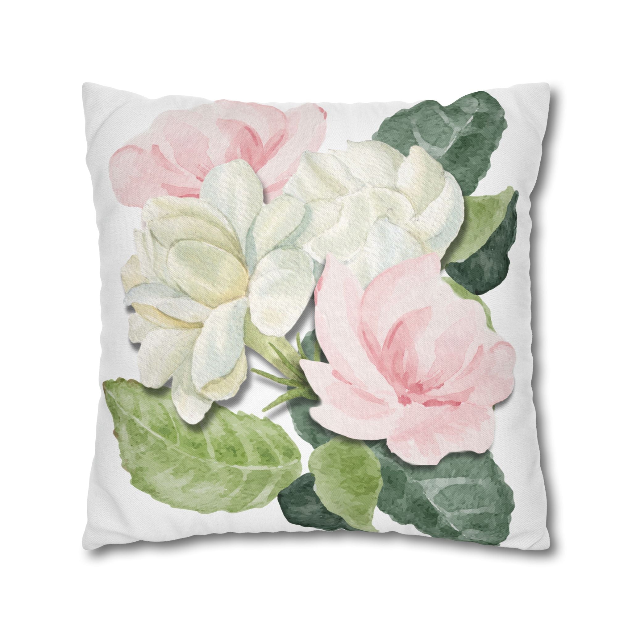 Peony Floral Garden Pillowcase — Pink & White Decorative Throw Pillowcase