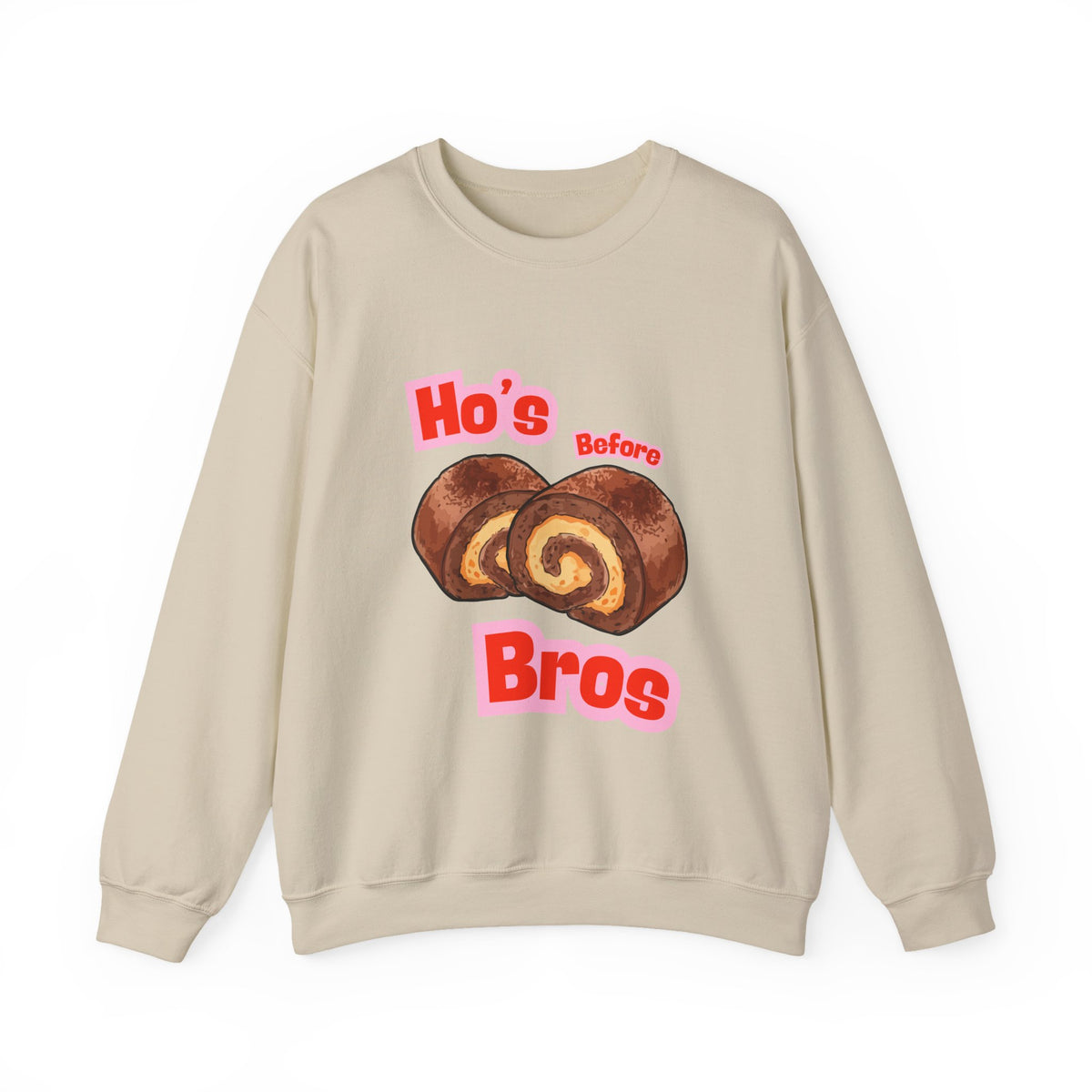 Crewneck Sweatshirt — "Ho's Before Bros" Food Pun Graphic