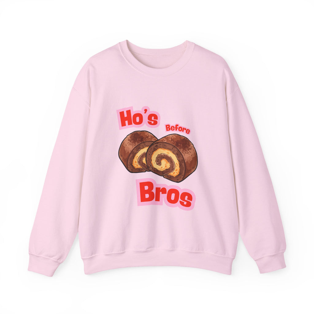 Crewneck Sweatshirt — "Ho's Before Bros" Food Pun Graphic