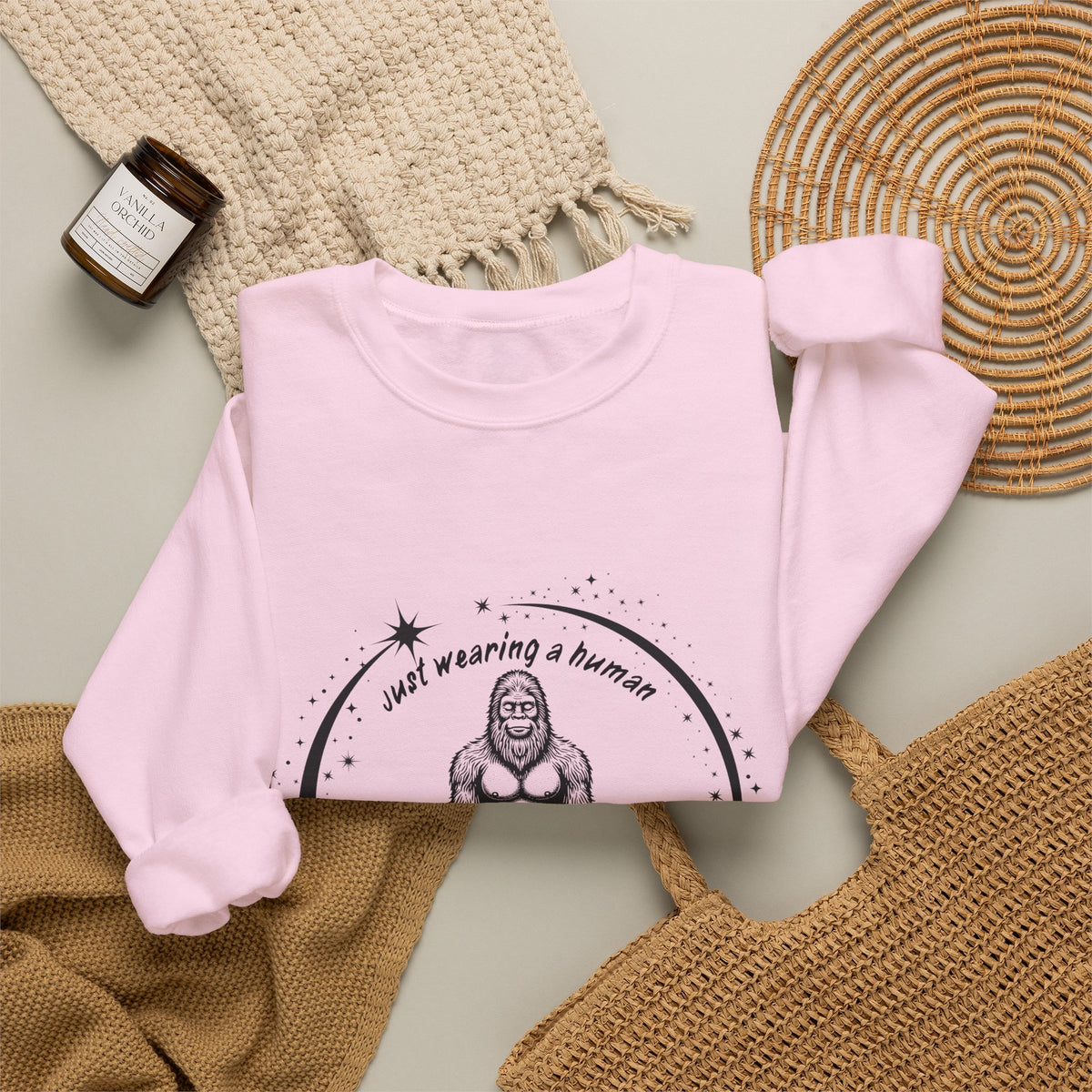 Sweatshirt — “I’m Just Wearing A Human, I’m Really Sasquatch” Funny Sasquatch Crewneck