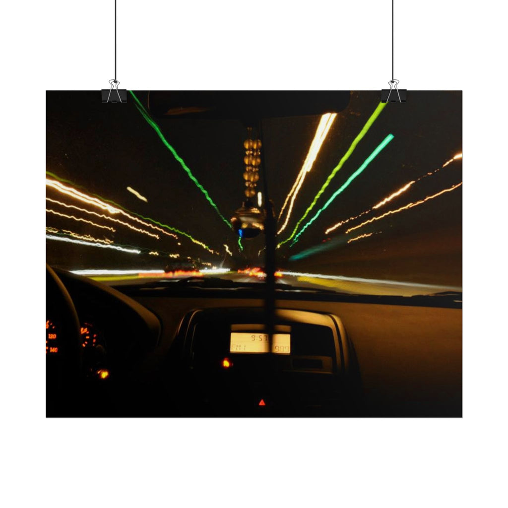 Night Drive Light Trails Poster - Rolled Wall Art