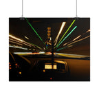 Night Drive Light Trails Poster - Rolled Wall Art