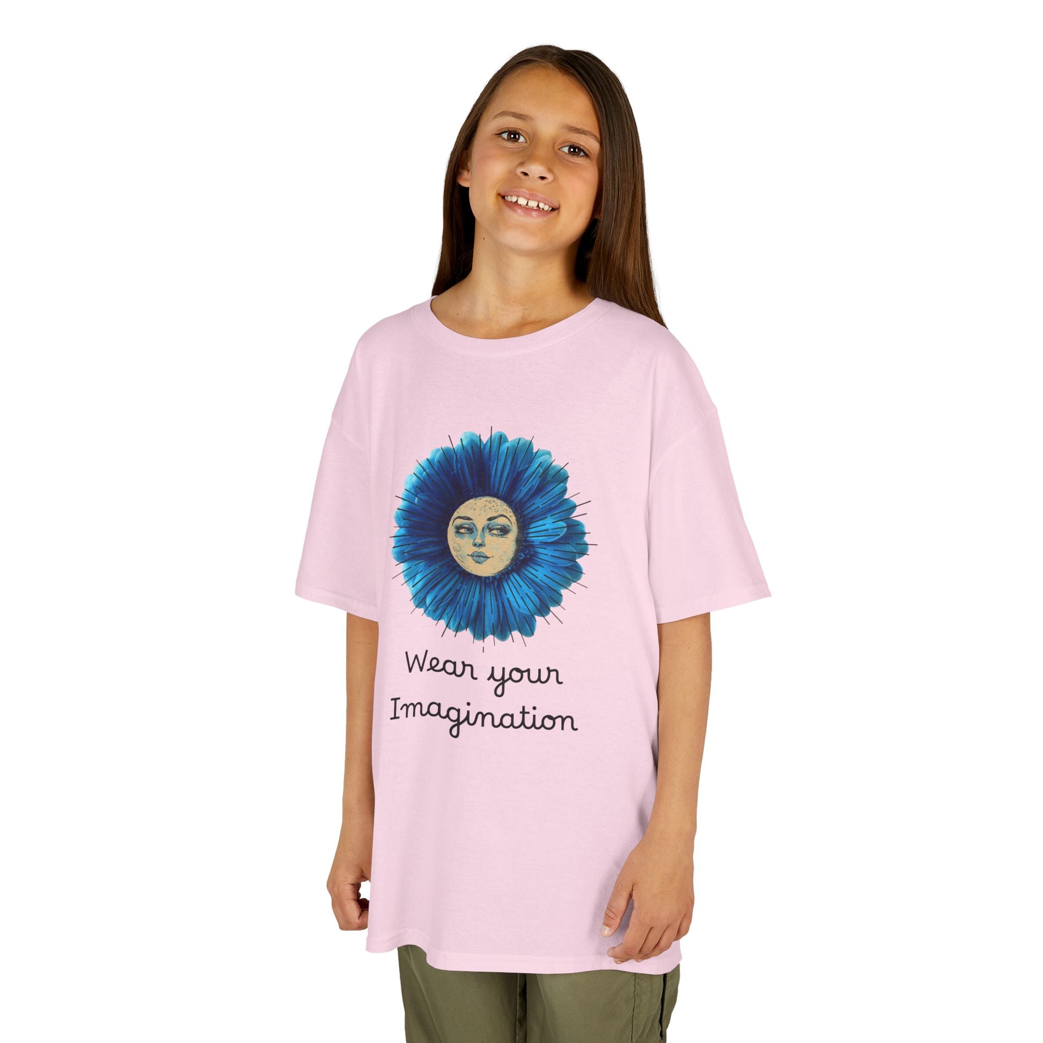 Personalize it! Youth 'Wear Your Imagination' Blue Flower Face Graphic