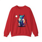 Alien Cat Crewneck Sweatshirt — Neon Cosmic Cat Graphic