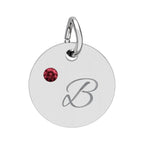Personalize it!  Birthstone Circle Charm — Engraved Initial Pendant