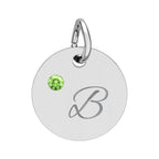 Personalize it!  Birthstone Circle Charm — Engraved Initial Pendant