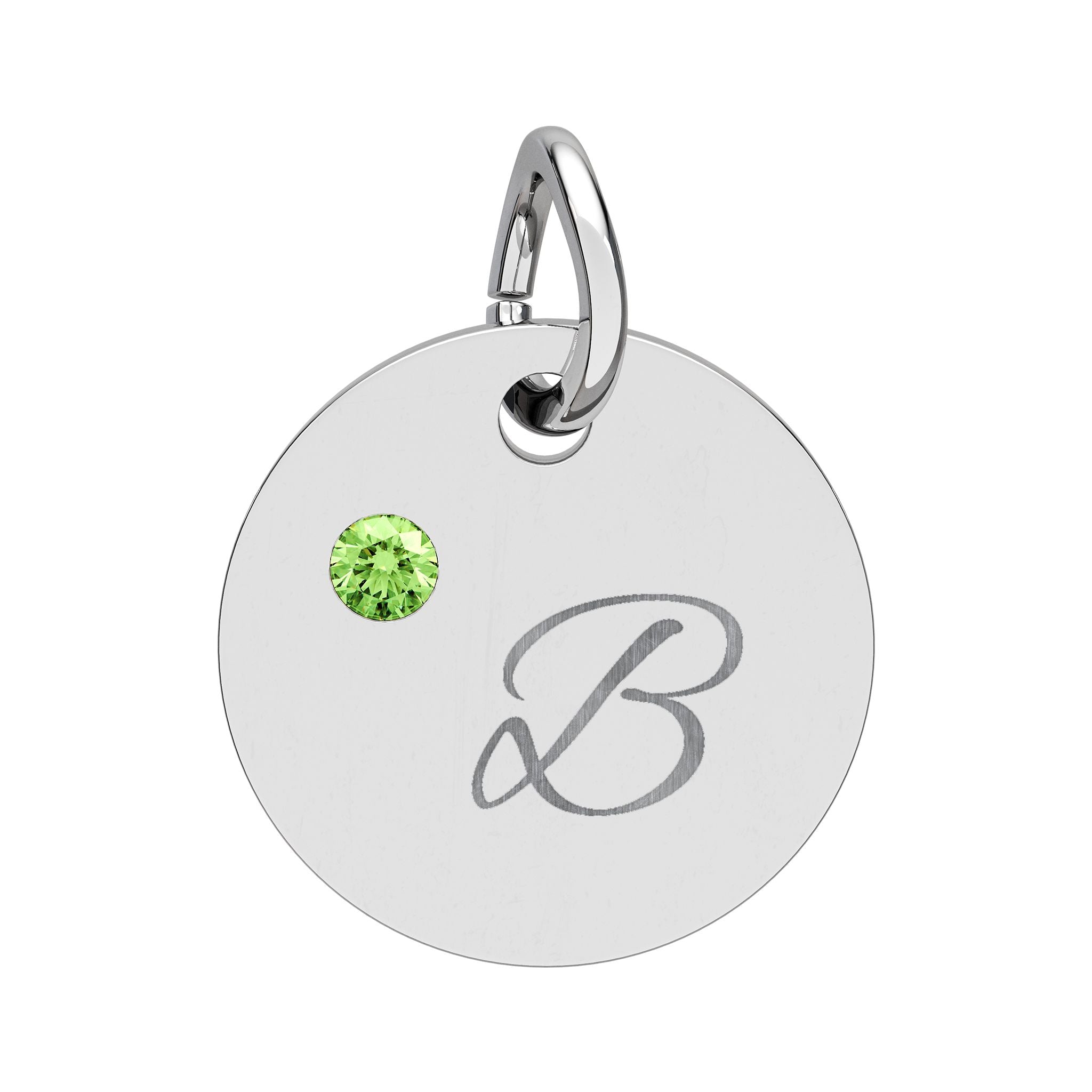 Personalize it!  Birthstone Circle Charm — Engraved Initial Pendant