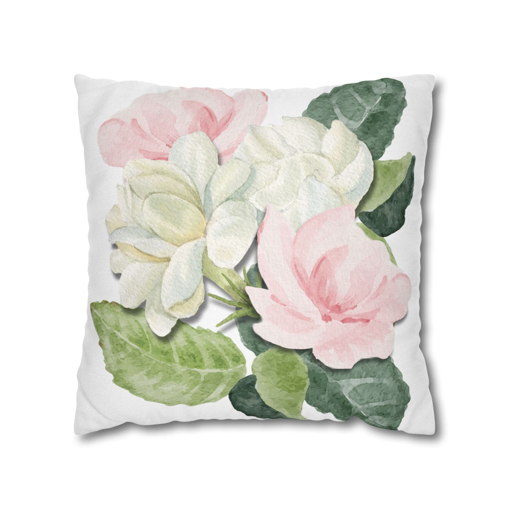 Peony Floral Garden Pillowcase — Pink & White Decorative Throw Pillowcase