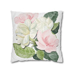 Peony Floral Garden Pillowcase — Pink & White Decorative Throw Pillowcase