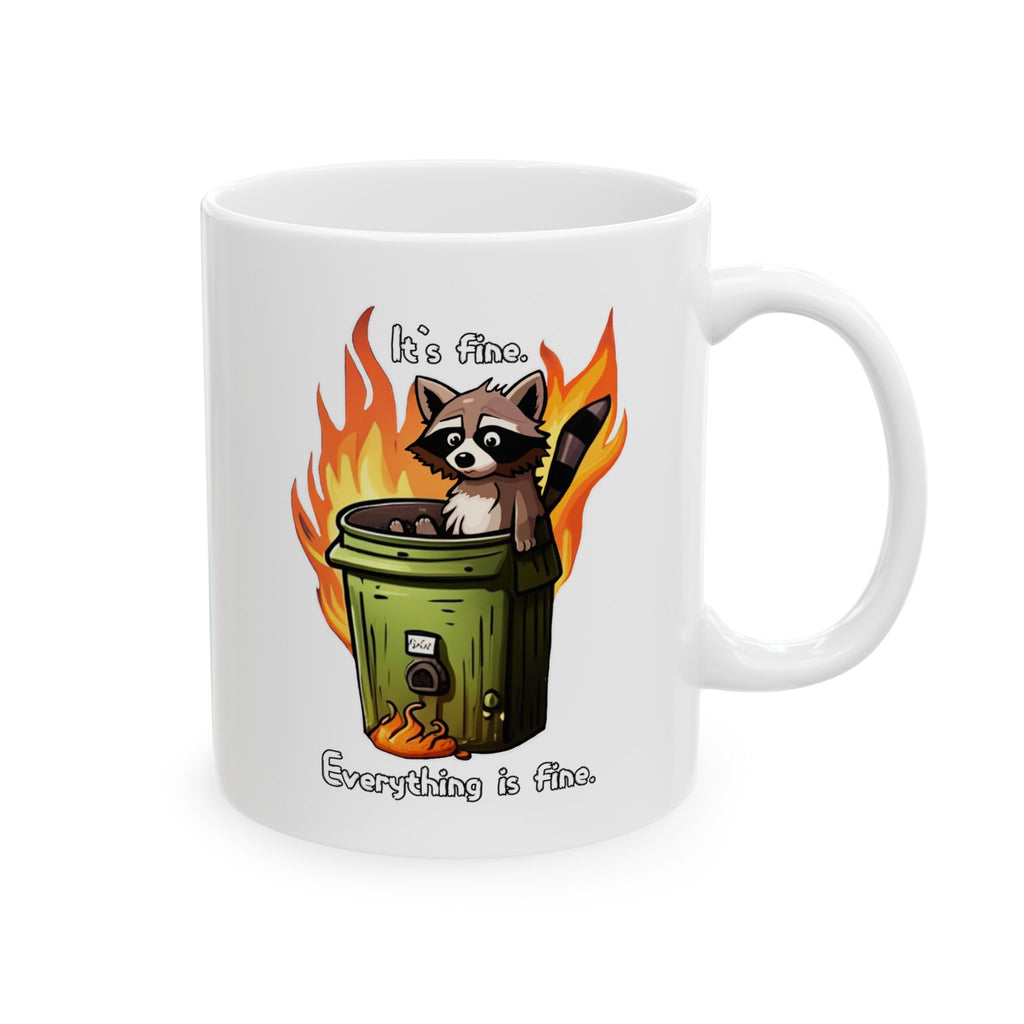 "It's Fine-Everything is Fine" Ceramic Mug — Bold Retro Fire Graphic Coffee Cup (11oz & 15oz)