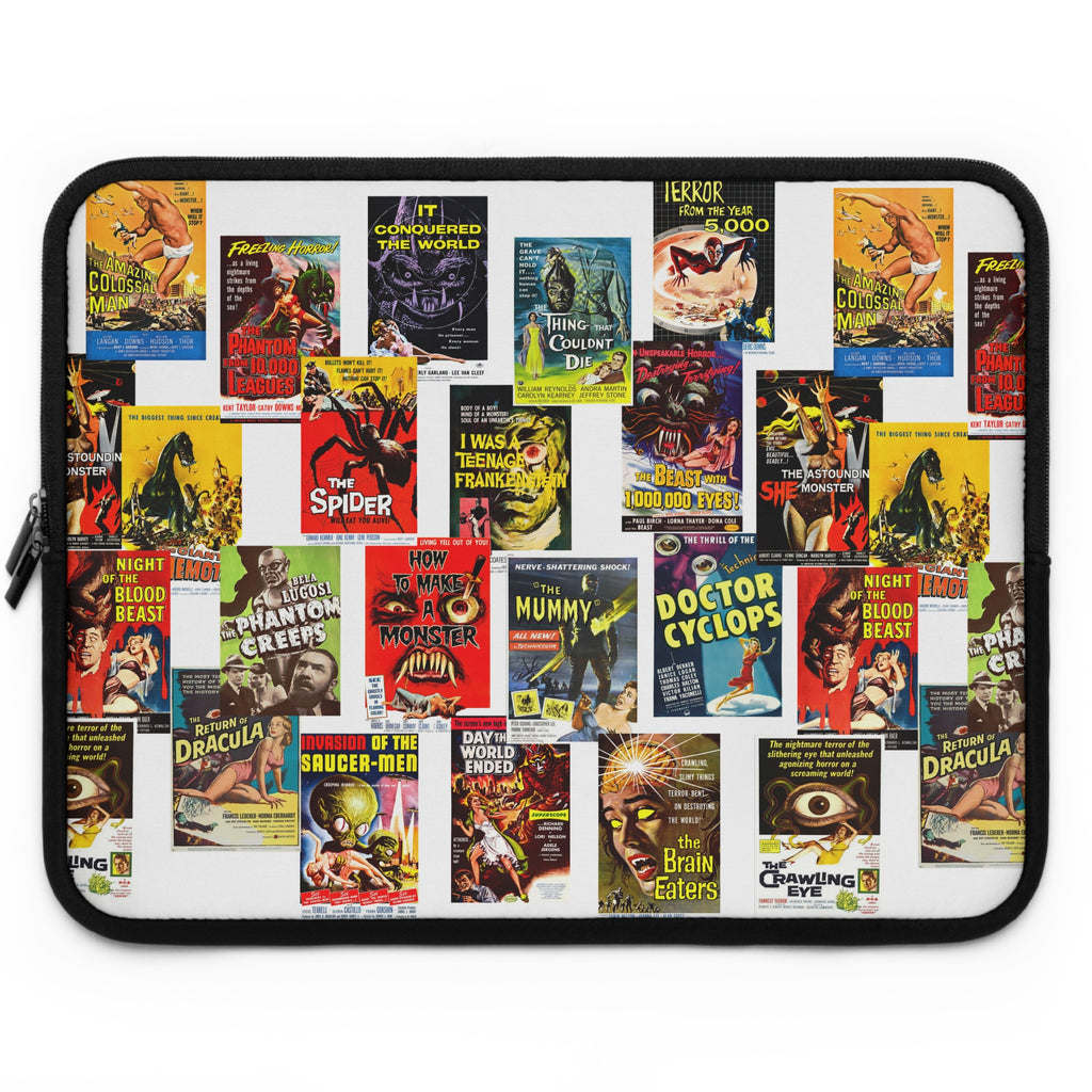 B-Movies Poster Laptop Sleeve — Vintage Monster Movie Collage Sleeve