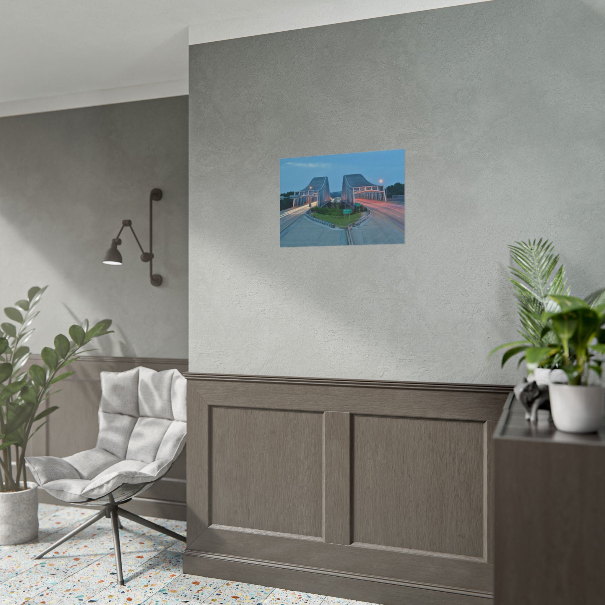 Twilight Bridge Rolled Poster — Long-Exposure Cityscape Wall Art
