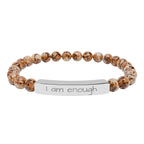 Natural Stone Stretch Bar Bracelet "I am enough"