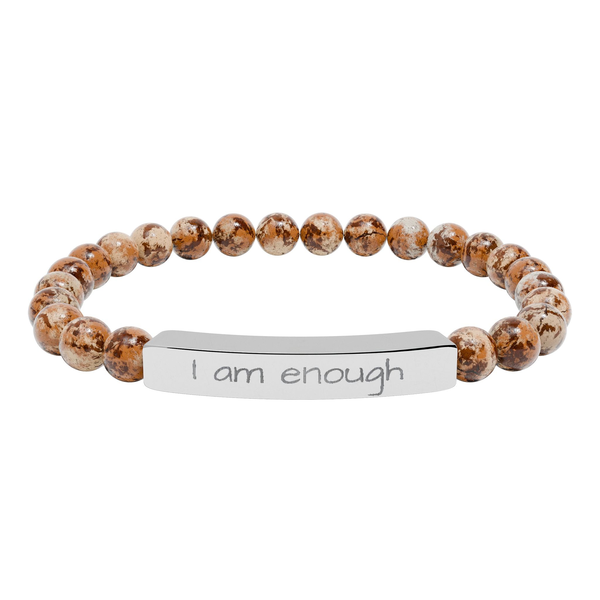 Natural Stone Stretch Bar Bracelet "I am enough"