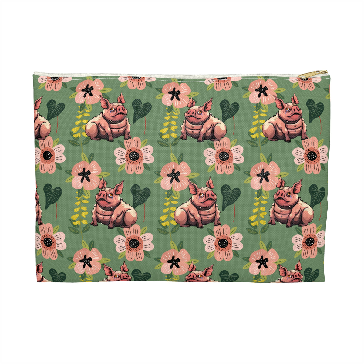 Floral Squonk Accessory Pouch — Cute Cryptid Makeup & Travel Zipper Bag