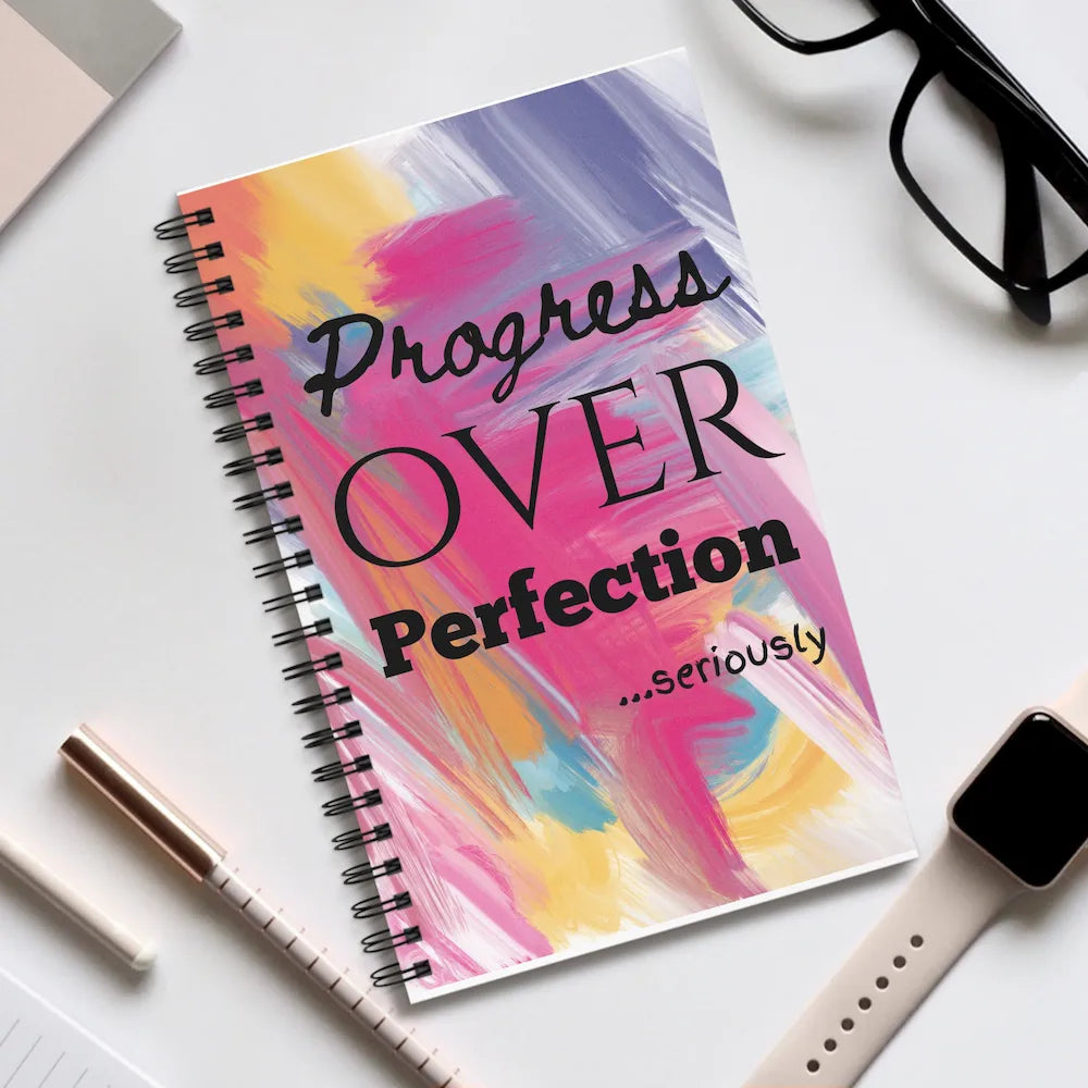 Spiral Journal — "Progress Over Perfection" Motivational Notebook