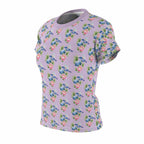 All-Over Print Tee — Vintage Flower and Hummingbird Pattern