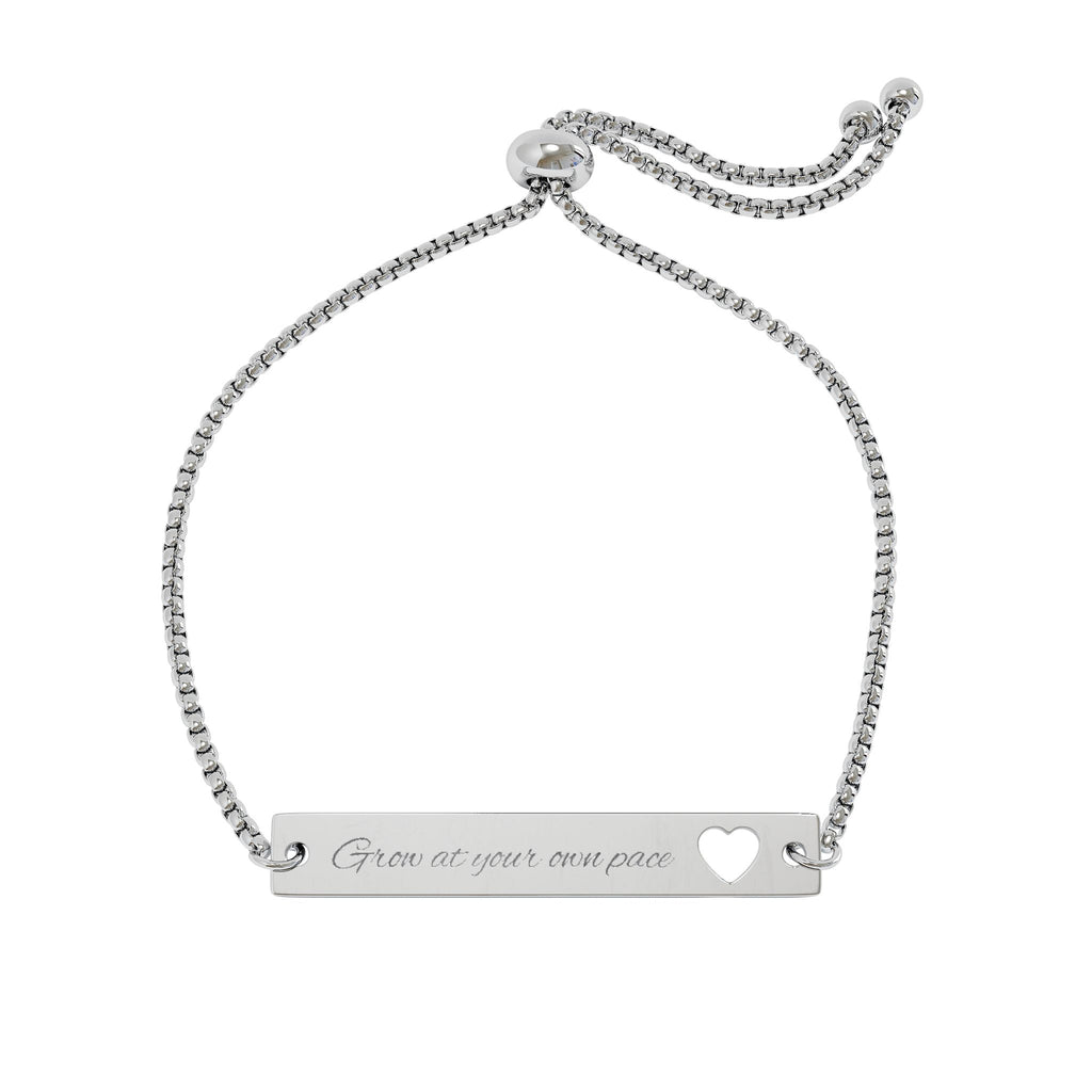 Personalize it! Heart Cutout Bar Bracelet — Adjustable Gold Nameplate Bracelet