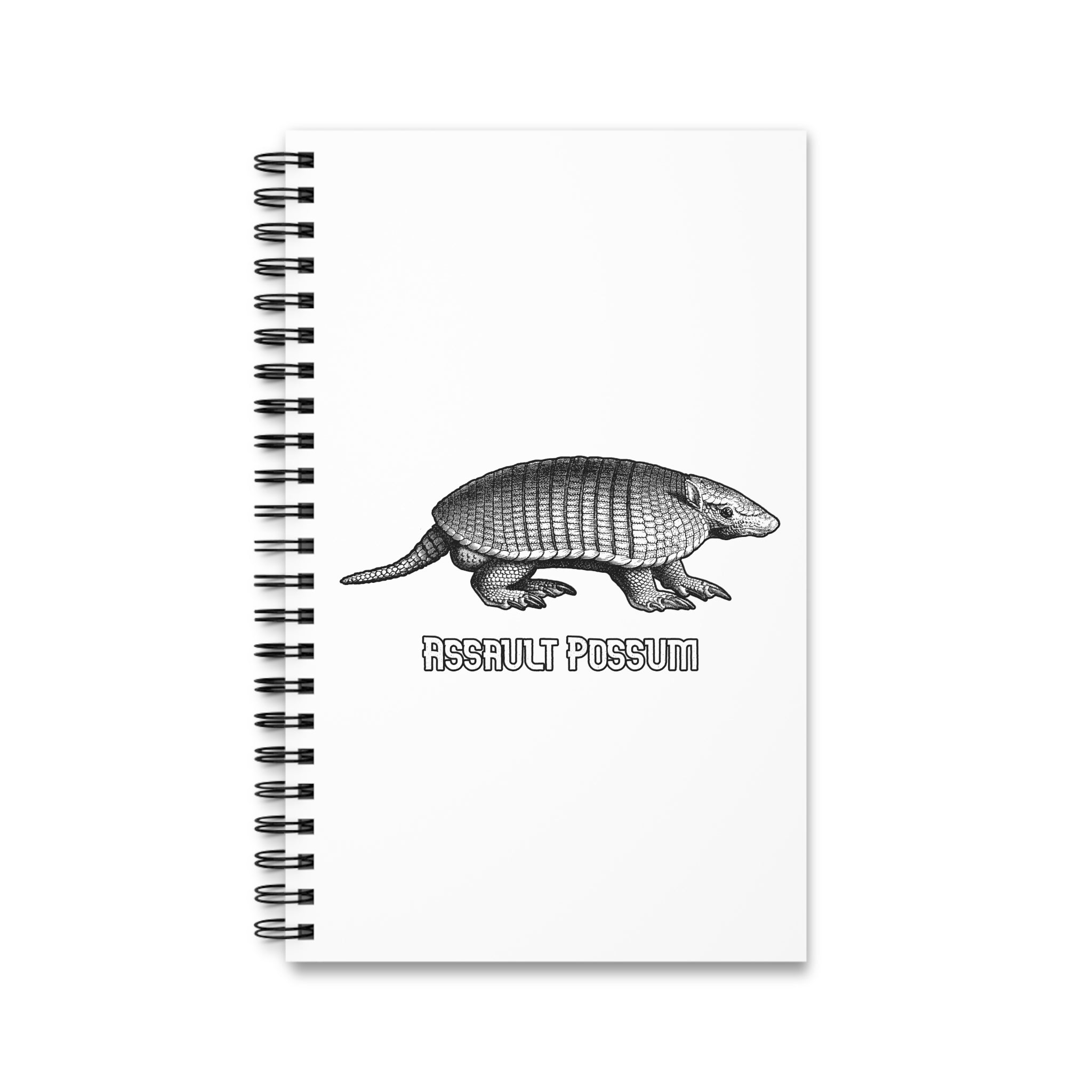 Spiral Journal — 'Assault Possum' Vintage Armadillo Illustration Notebook