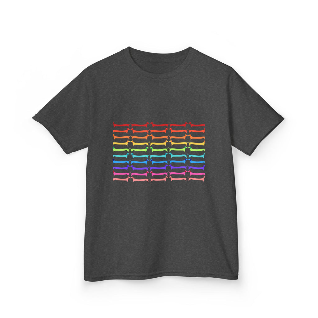 Youth Rainbow Dachshund Pattern Cute Dog Graphic Tee