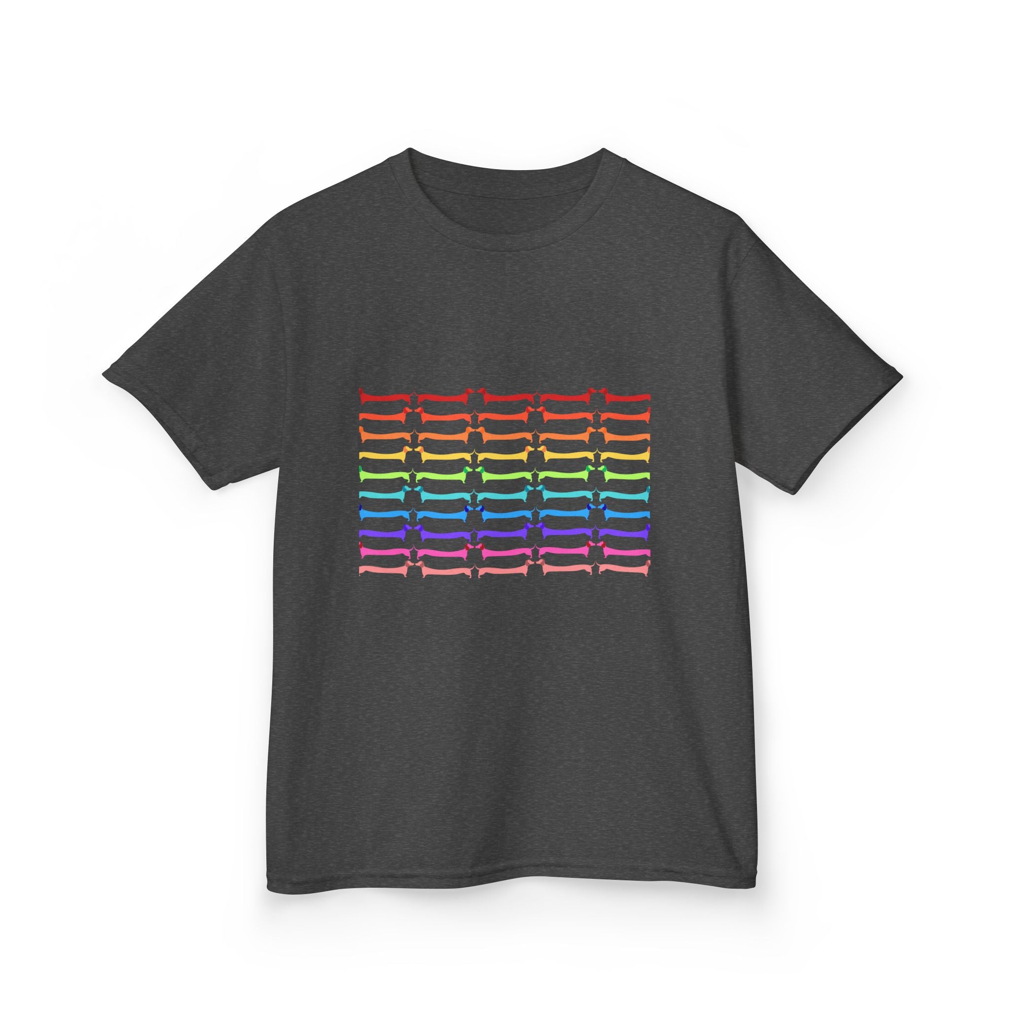 Youth Rainbow Dachshund Pattern Cute Dog Graphic Tee