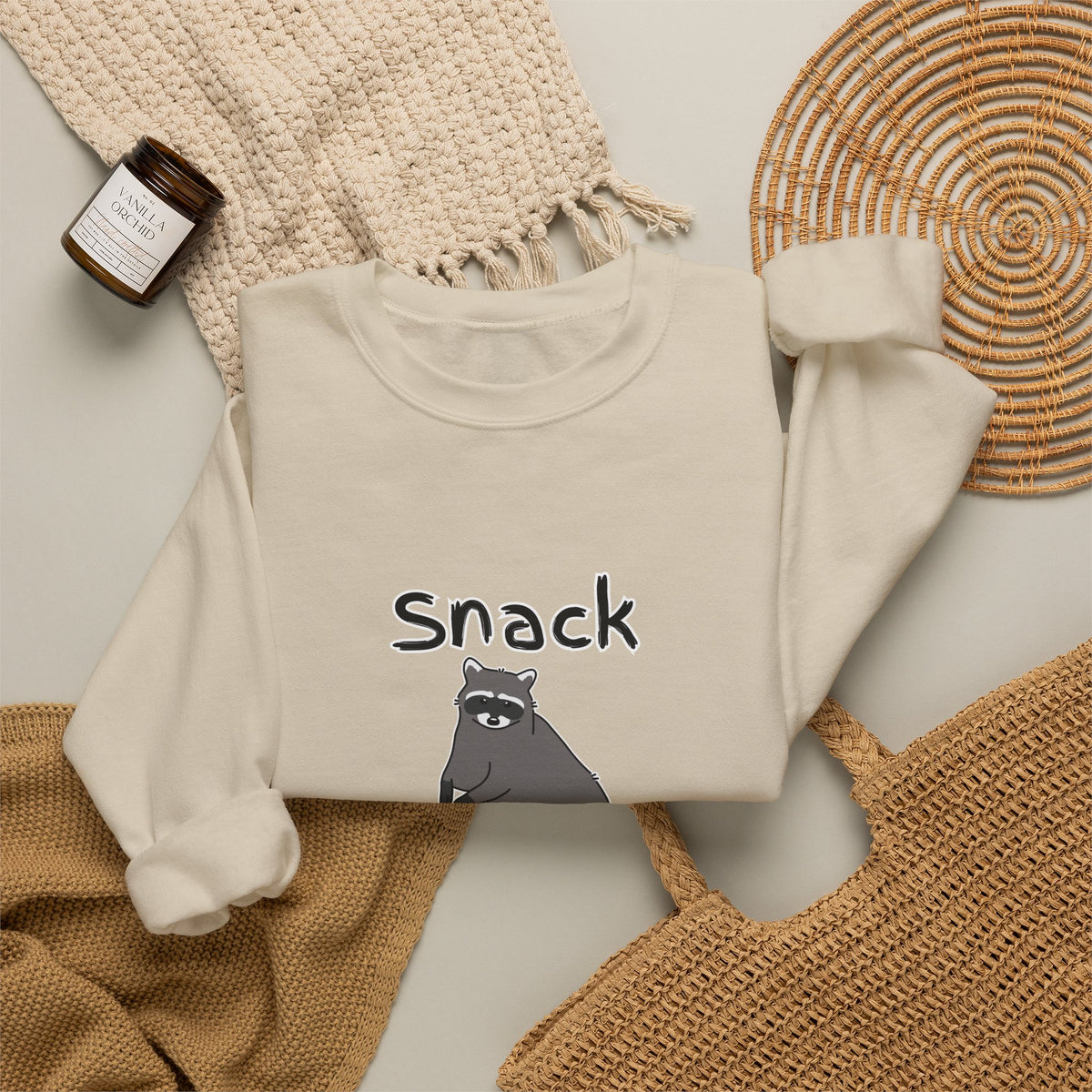 Snack Bandit Sweatshirt — Cute Raccoon Graphic Crewneck