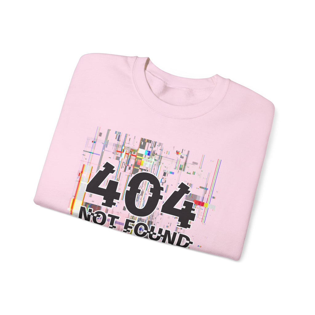 404 Not Found Crewneck Sweatshirt — Glitch Tech Graphic Pullover