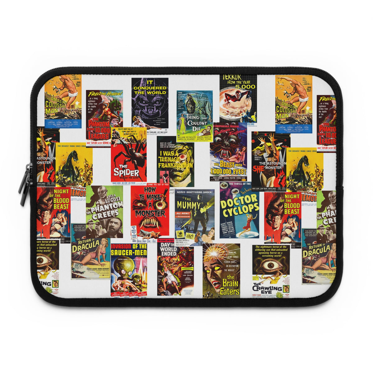 B-Movies Poster Laptop Sleeve — Vintage Monster Movie Collage Sleeve