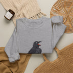 Crewneck Sweatshirt — Screaming Crow Graphic with "FUC AWF" Text