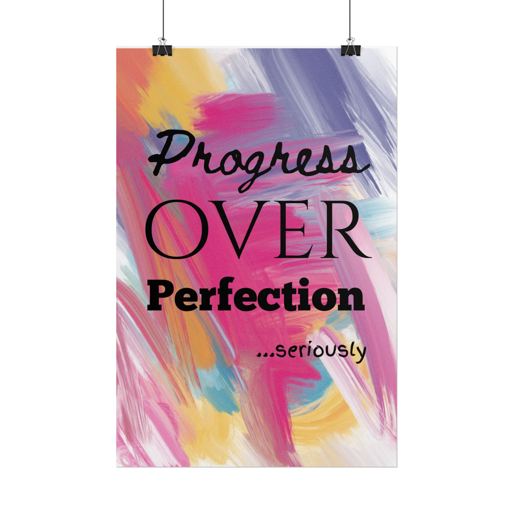 "Progress Over Perfection" – Motivational Wall Art for Office, Studio & Classroom