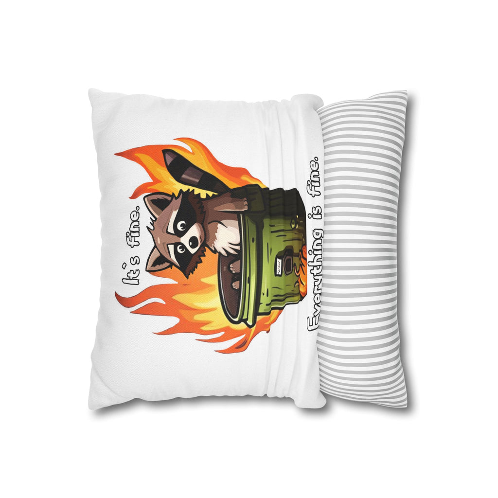 Funny 'It's Fine' Trash Panda Throw Pillowcase — Cute Raccoon In Flames Decorative Cushion Cover