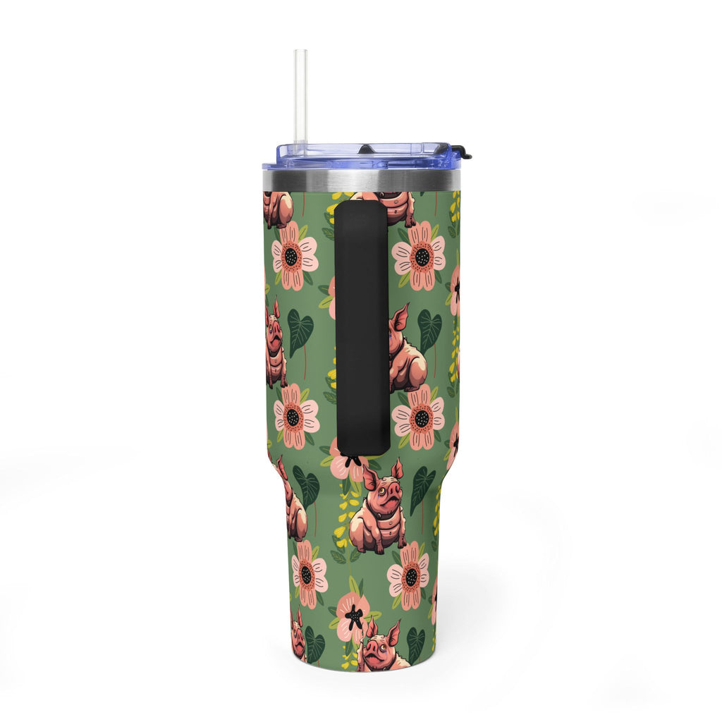 40oz Floral Squonk Tumbler — Insulated Vacuum Travel Mug